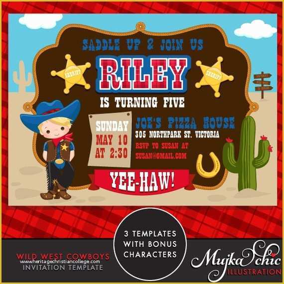 Cowboy Invitations Template Free Of Wild West Cowboys Invitation Templates 3 Cowboy