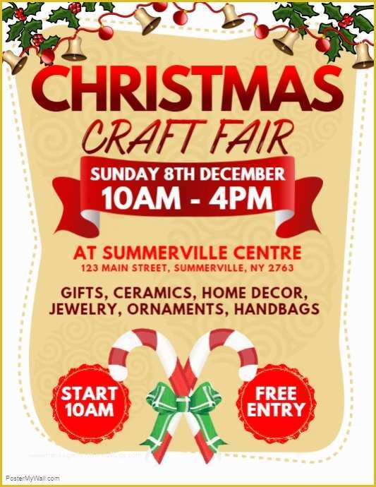 Craft Fair Poster Template Free Of Christmas Craft Fair Flyer Template