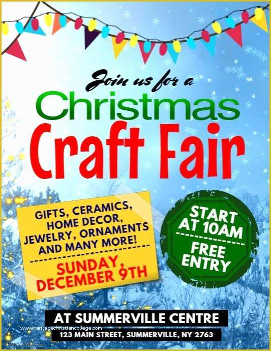 Craft Fair Poster Template Free Of Christmas Craft Fair Flyer Template