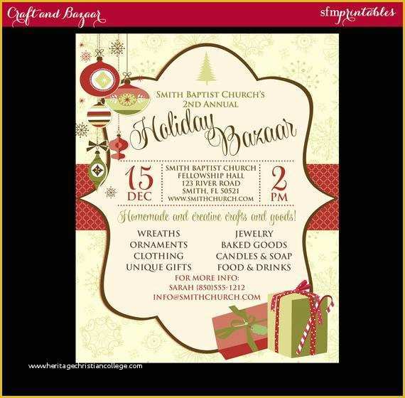 Craft Fair Poster Template Free Of Holiday Craft Fair Christmas Bazaar Invitation Poster