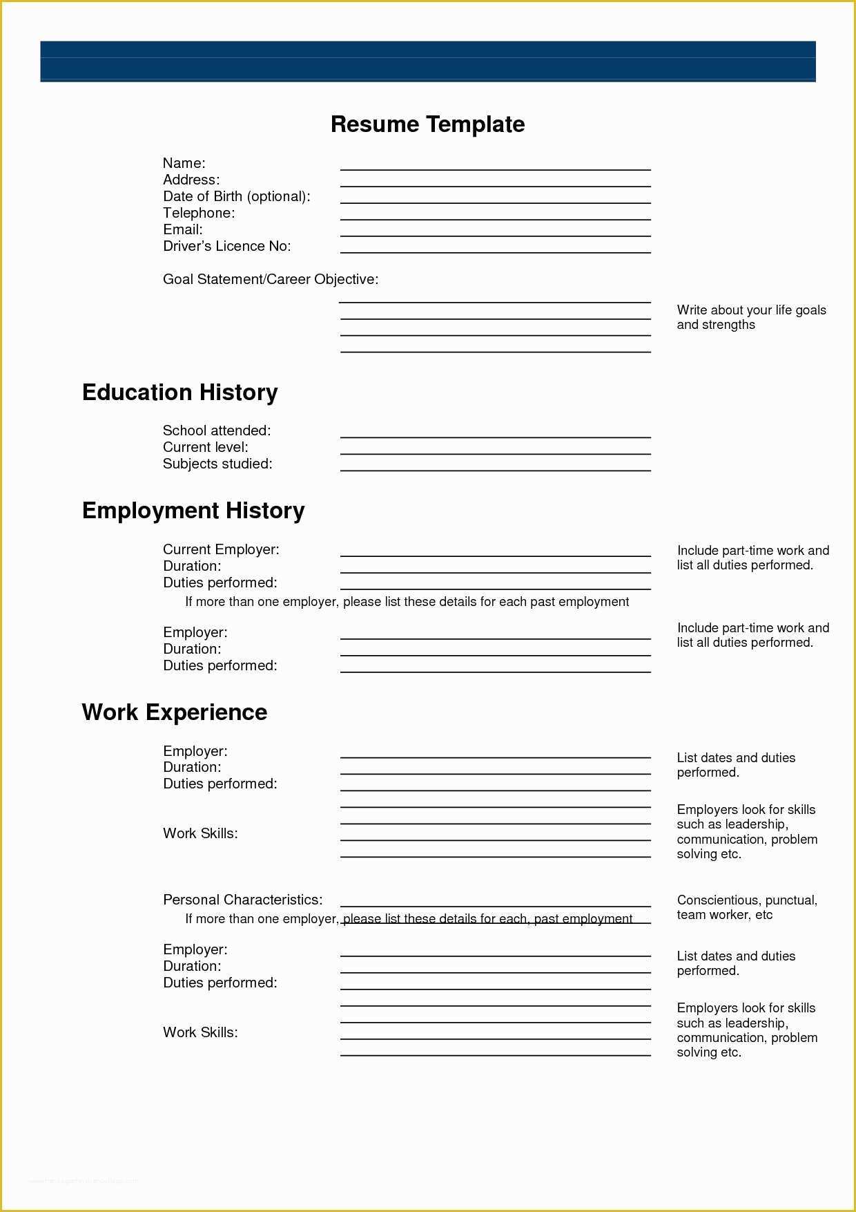 Create Free Cv Template Of Printable Resume form Surprising Inspiration Templates 2