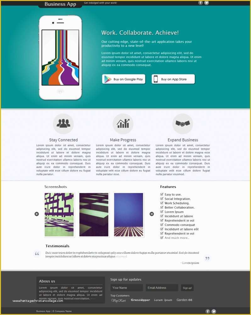 Create Free Landing Page Templates Of Business App Landing Page by Gigacore On Deviantart