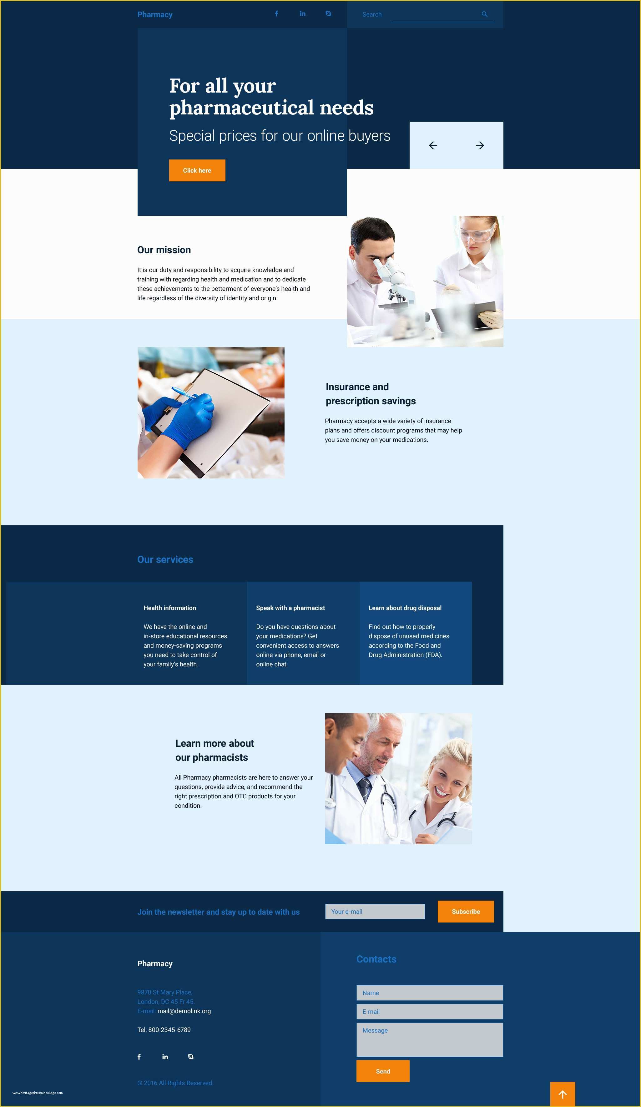 Create Free Landing Page Templates Of Drug Store Responsive Landing Page Template