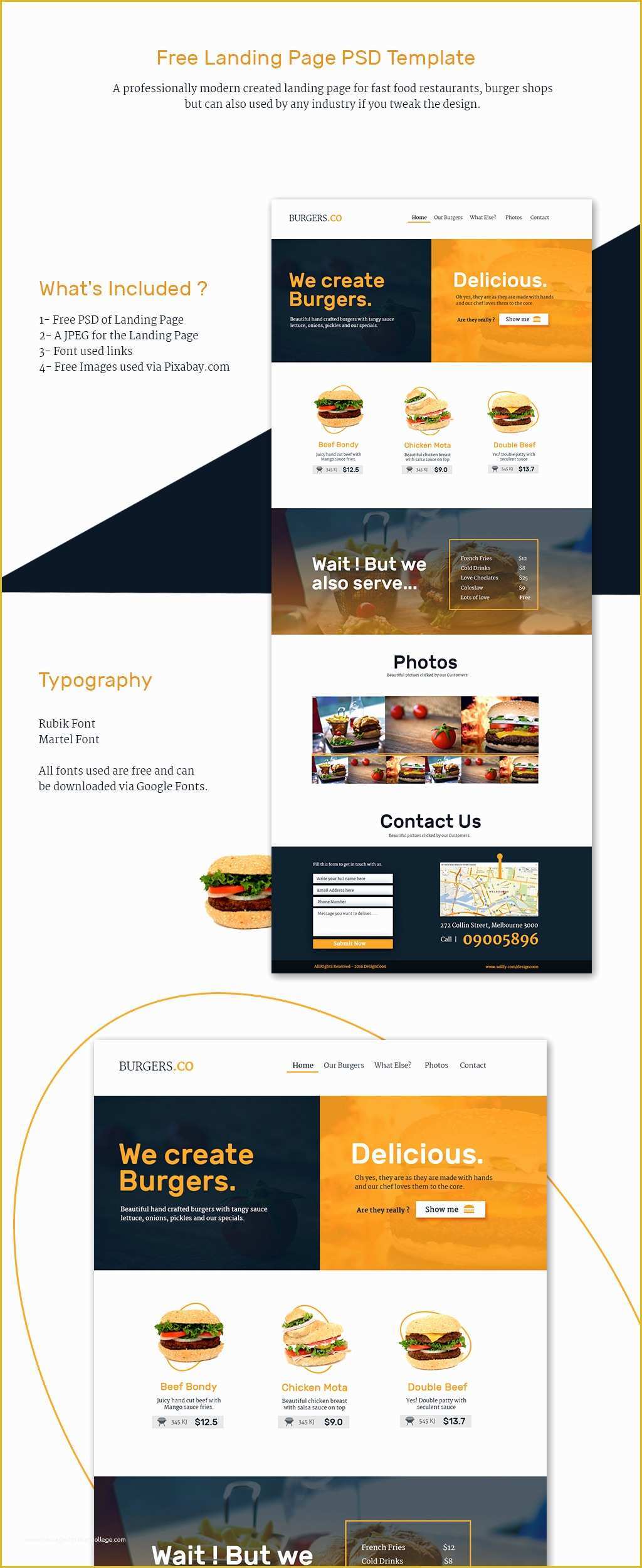 Create Free Landing Page Templates Of Free Landing Page Template Restaurant and Fast Food On Behance