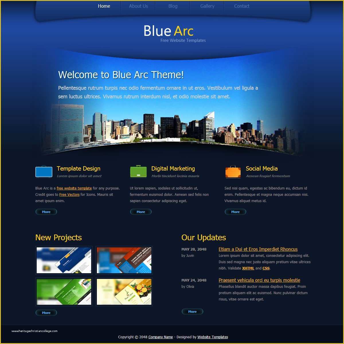Create Free Website Template Of Blue Arc Design Free Templates