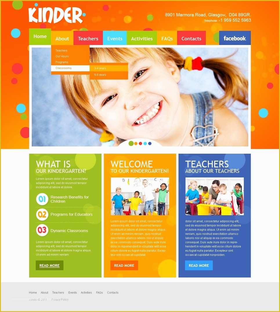Create Free Website Template Of Kids Center Website Template