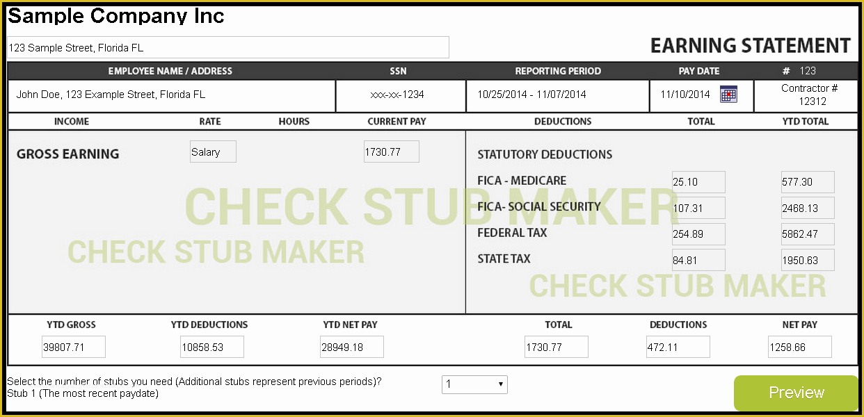 Create Paycheck Stub Template Free Of How to Make A Pay Stub Check Stub Maker