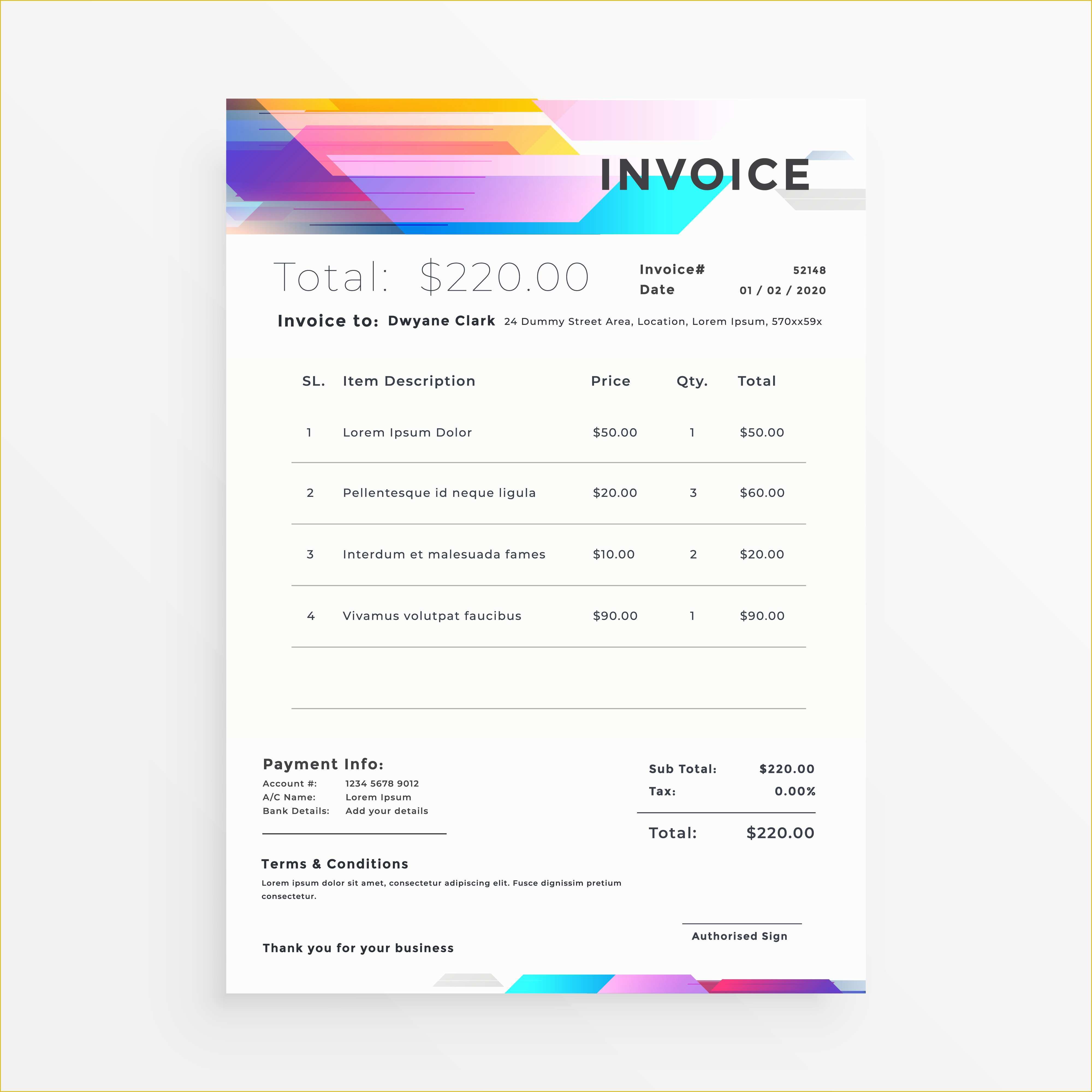 Creative Invoice Template Free Download Of Creative Colorful Invoice Template Design Download Free