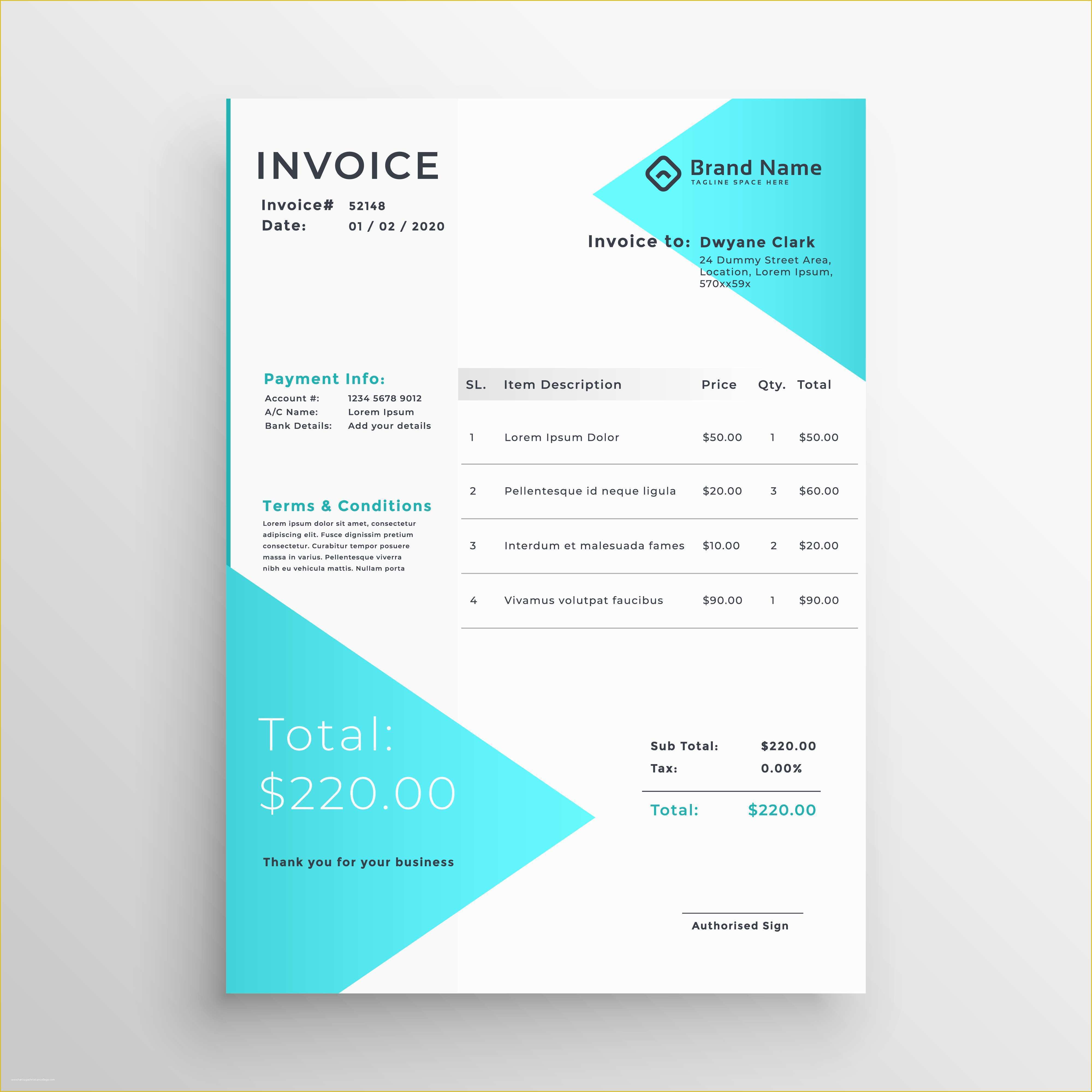 Creative Invoice Template Free Download Of Creative Light Blue Invoice Template Design Download