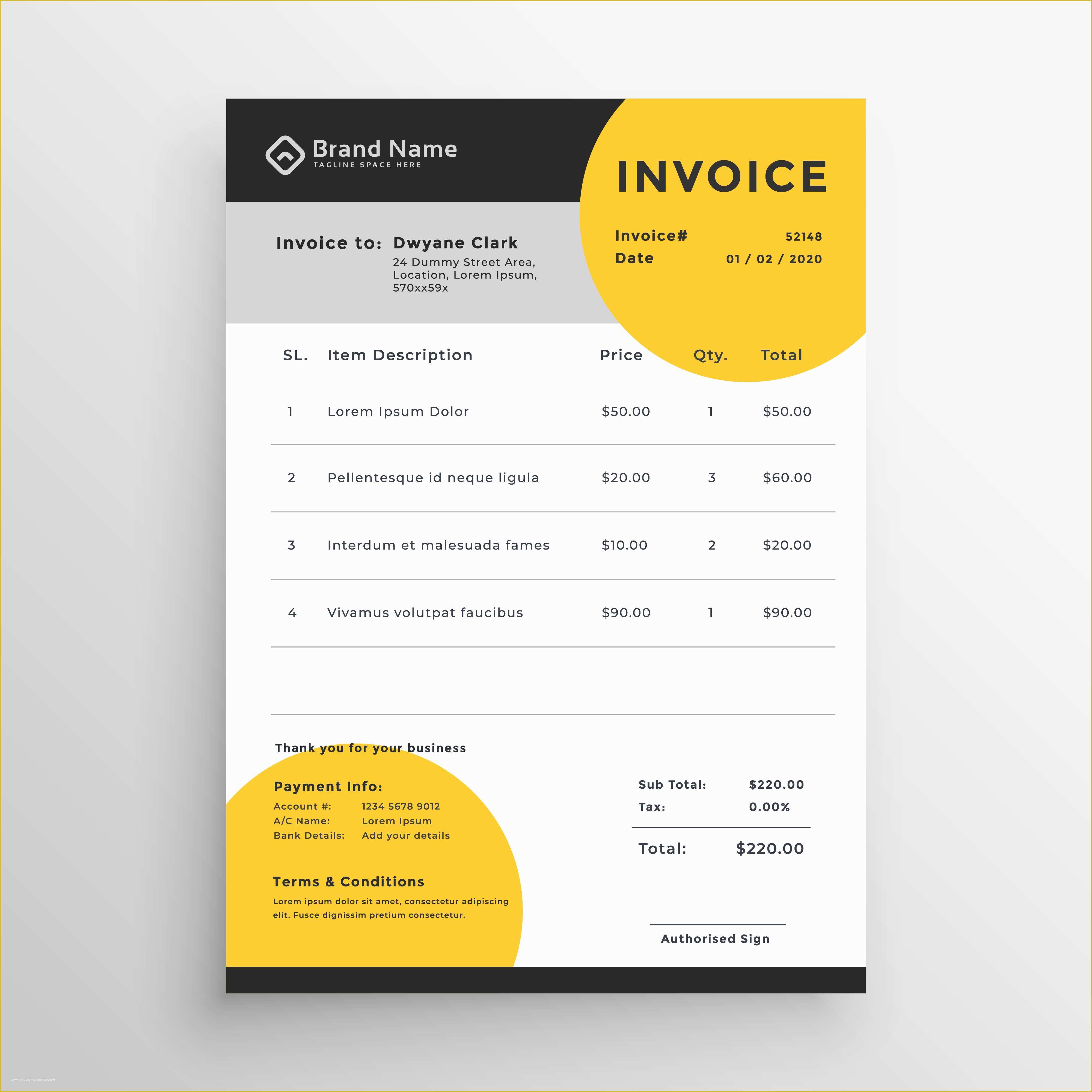 Creative Invoice Template Free Download Of Professional Creative Vector Invoice Template Design