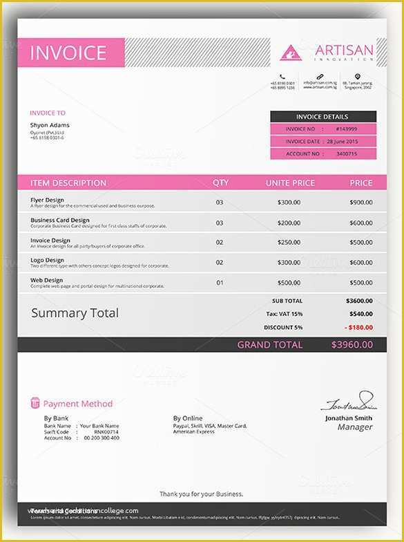 Creative Invoice Template Free Download Of Receipt Template Psd Creative Invoice Template Free