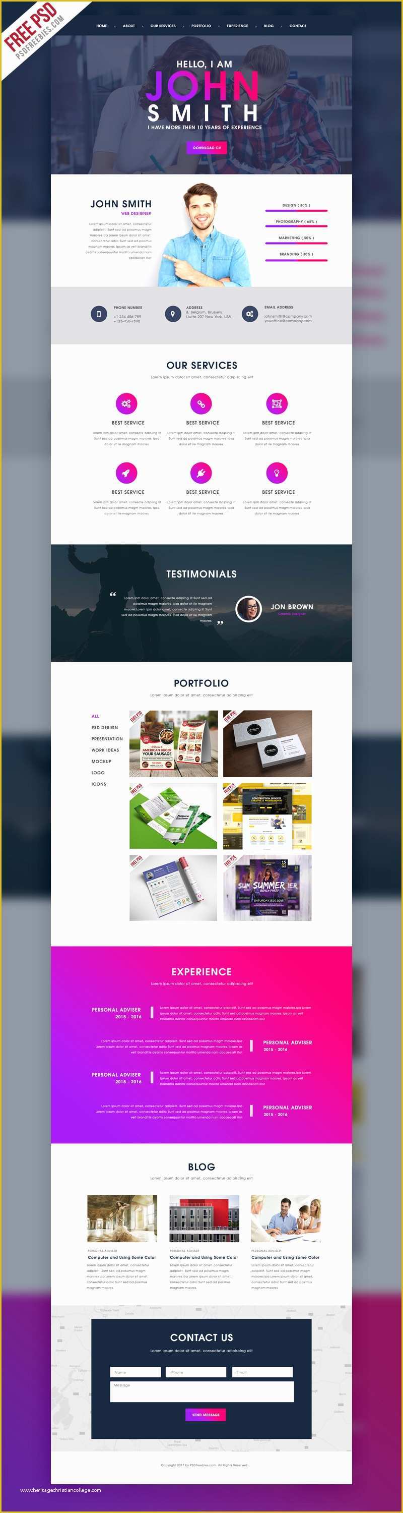 Creative Portfolio Template Free Of Creative E Page Portfolio Website Template Free Psd