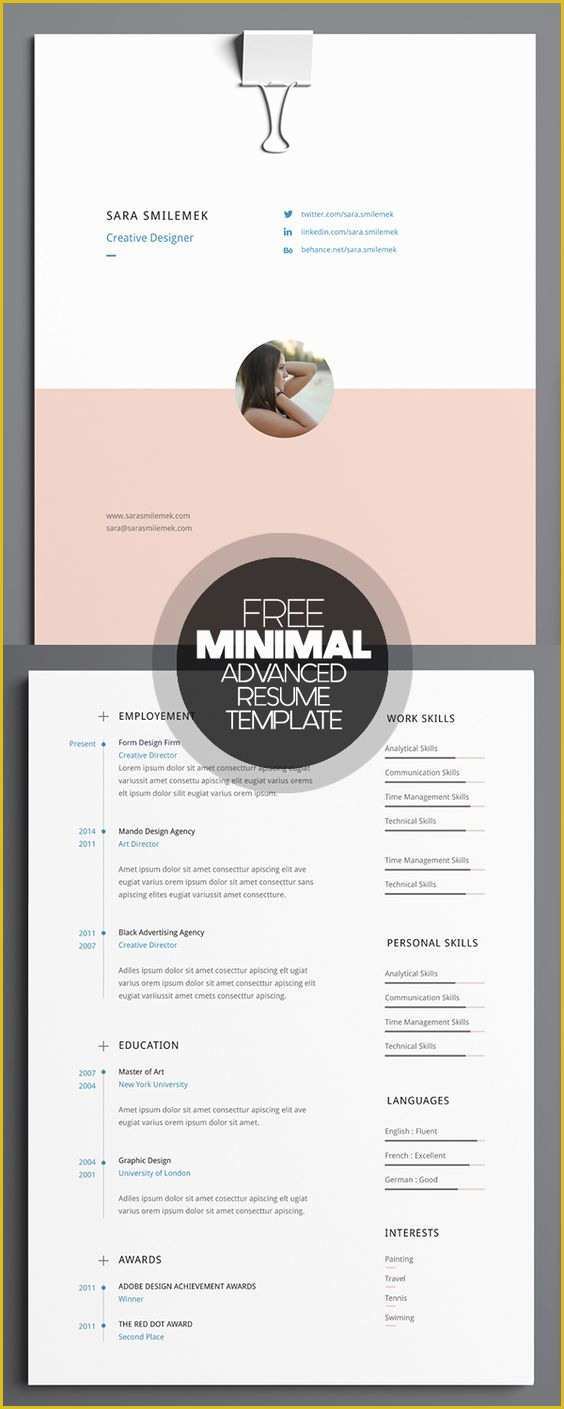 Creative Portfolio Template Free Of Free Minimal Advanced Resume Template