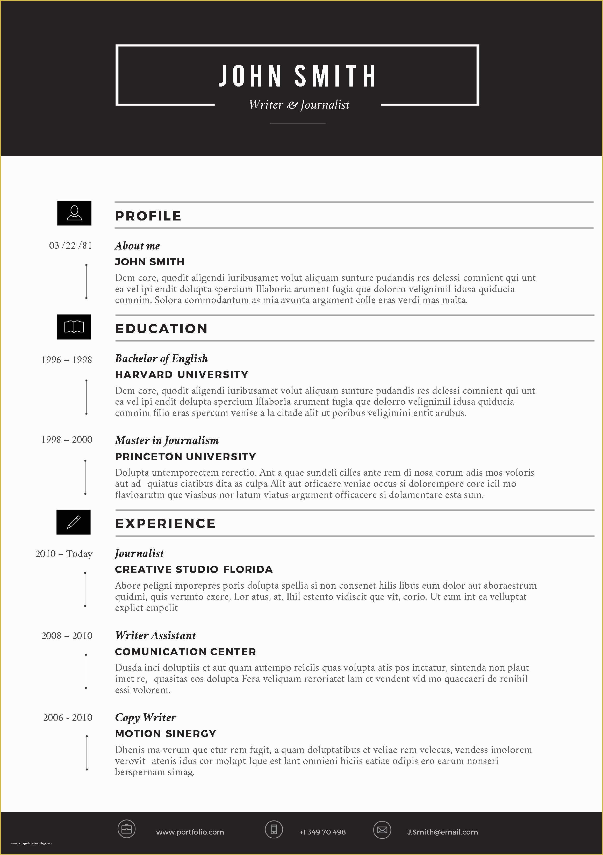Creative Resume Templates Free Download For Microsoft Word Of Cvfolio 
