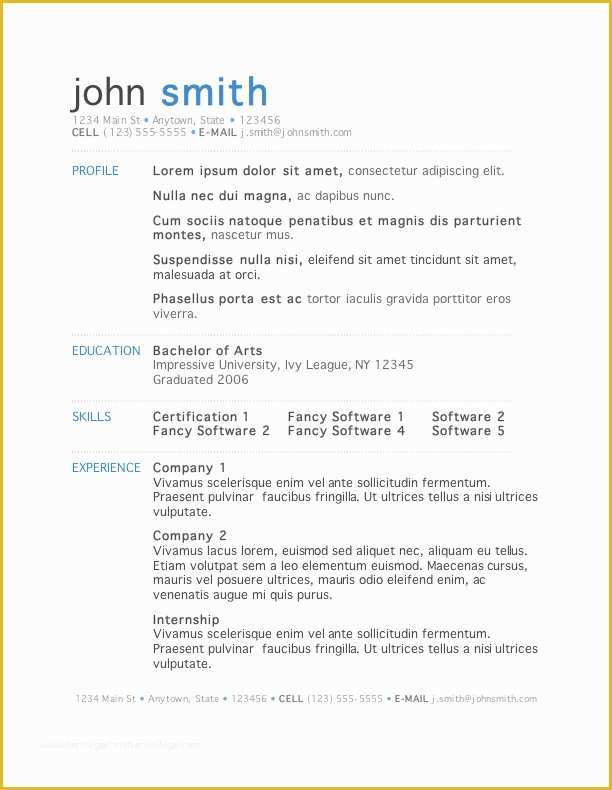 Creative Resume Templates Free Download for Microsoft Word Of Resume Templates Free Download for Microsoft Word