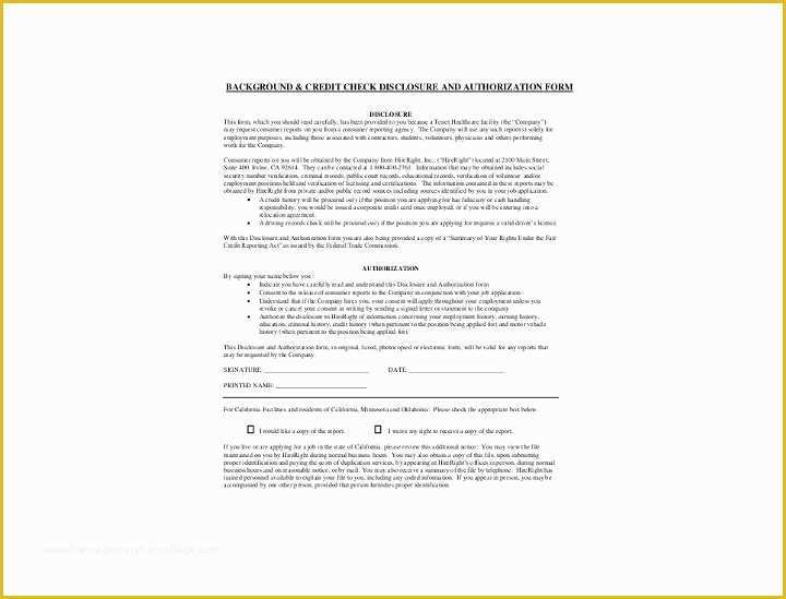 Credit Check Authorization form Template Free Of 9 Background Check Information forms & Templates Pdf