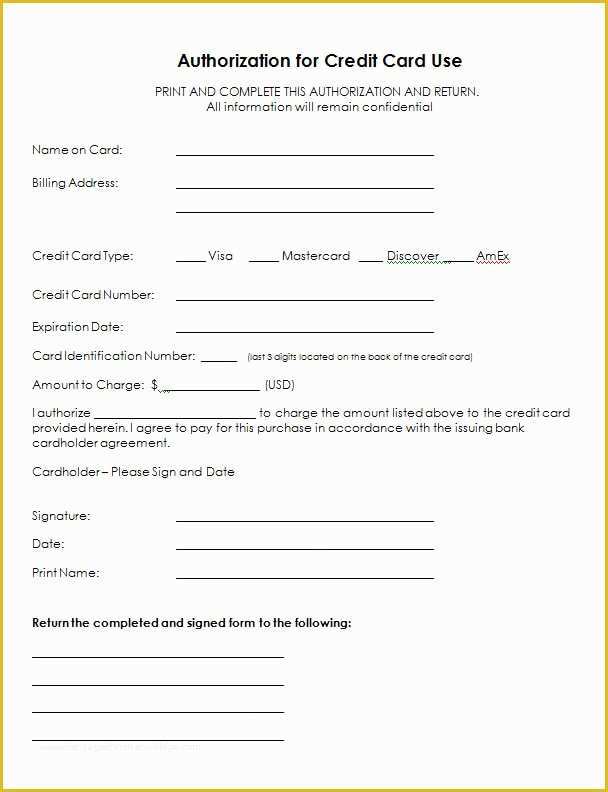 Credit Check Authorization form Template Free Of Authorization for Credit Card Use Free Authorization forms