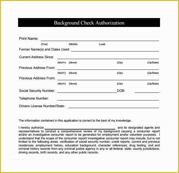 Credit Check Authorization form Template Free Of Background Check Authorization form 10 Download Free