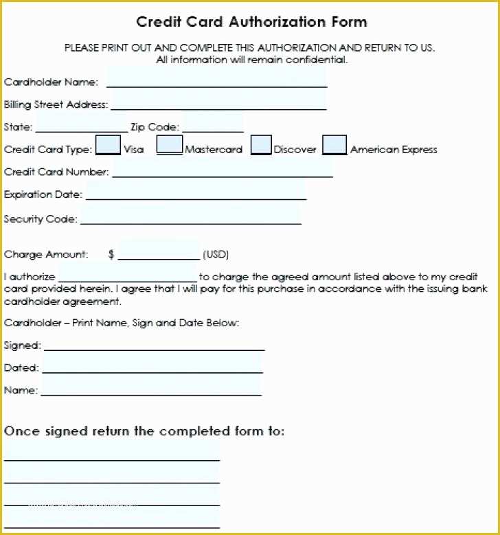 Credit Check Authorization form Template Free Of Credit Card Authorization form Template Free Canadian