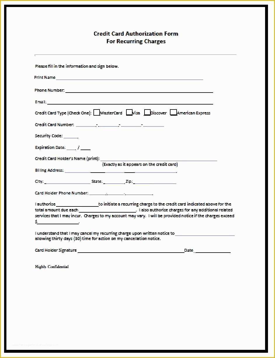 Credit Check Authorization form Template Free Of Credit Card Authorization form Template
