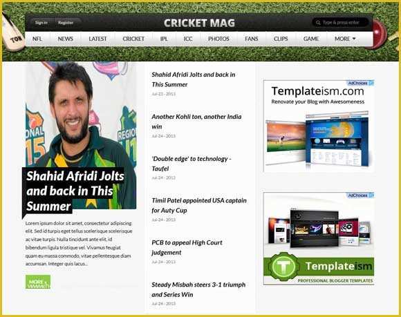 Cricket Website Templates Free Download Of August 2013
