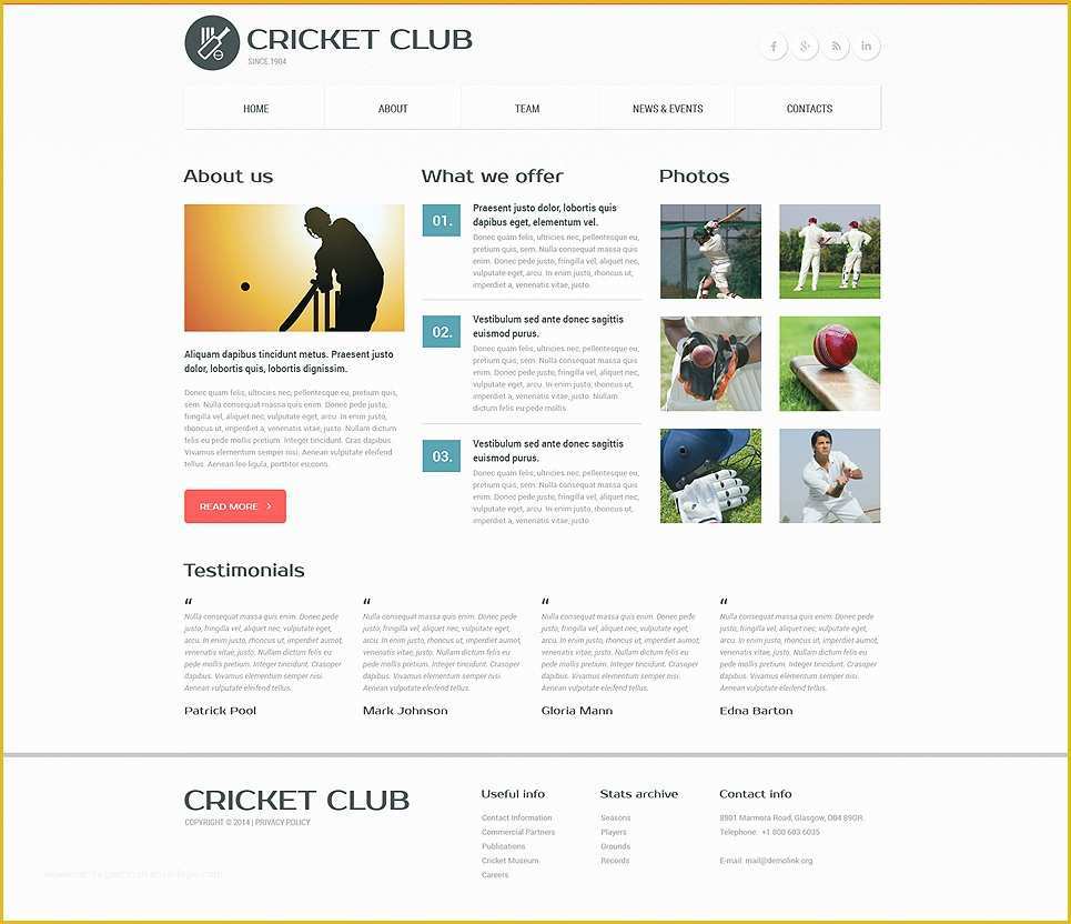 Cricket Website Templates Free Download Of Cricket Club Responsive Website Template