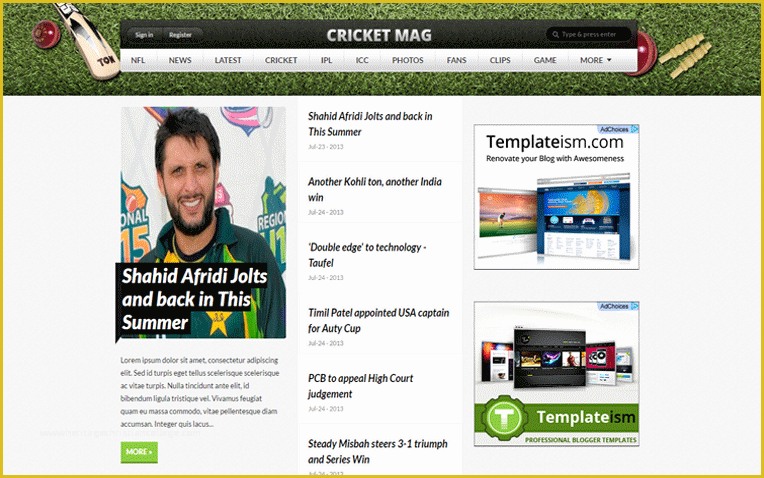 Cricket Website Templates Free Download Of Cricket Mag Sports Blogger Template