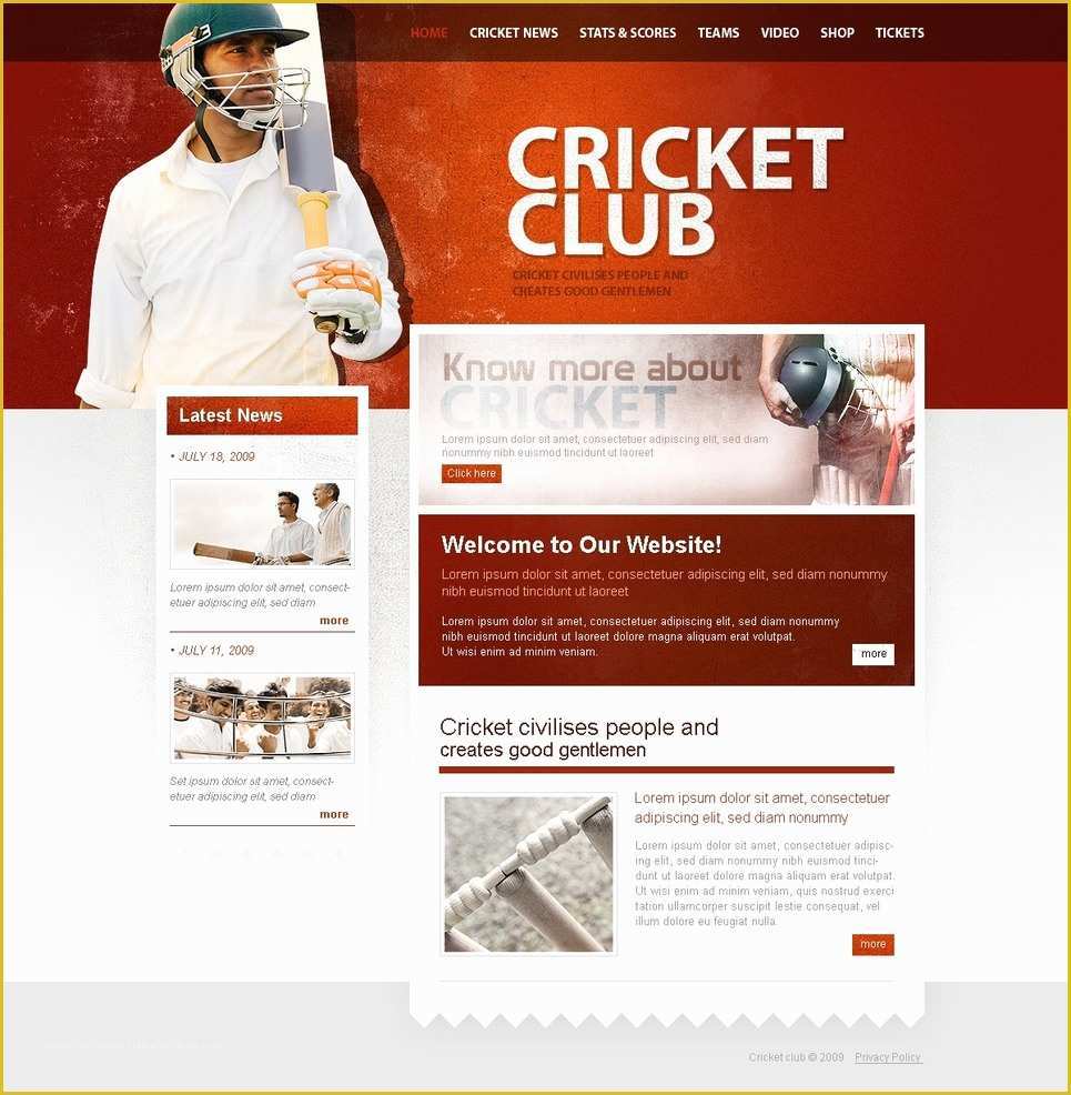 Cricket Website Templates Free Download Of Cricket Website Template