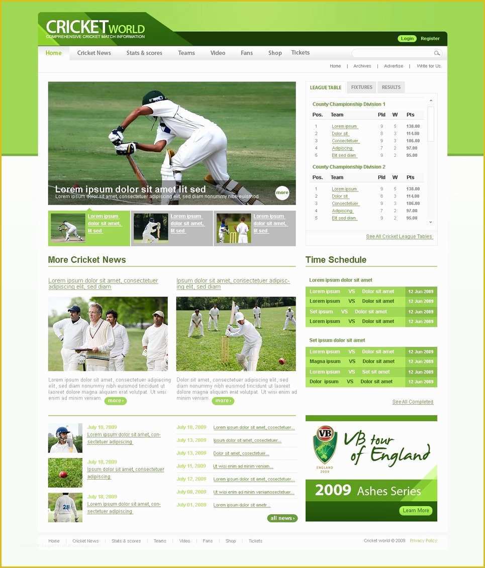Cricket Website Templates Free Download Of Cricket Website Template