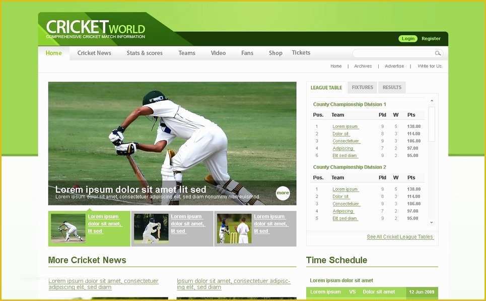 Cricket Website Templates Free Download Of Cricket Website Template