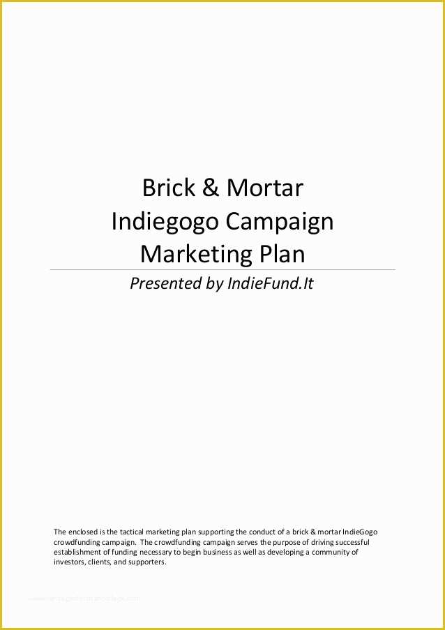 Crowdfunding Template Free Of Crowdfunding Marketing Plan Brick & Mortar Retail Template