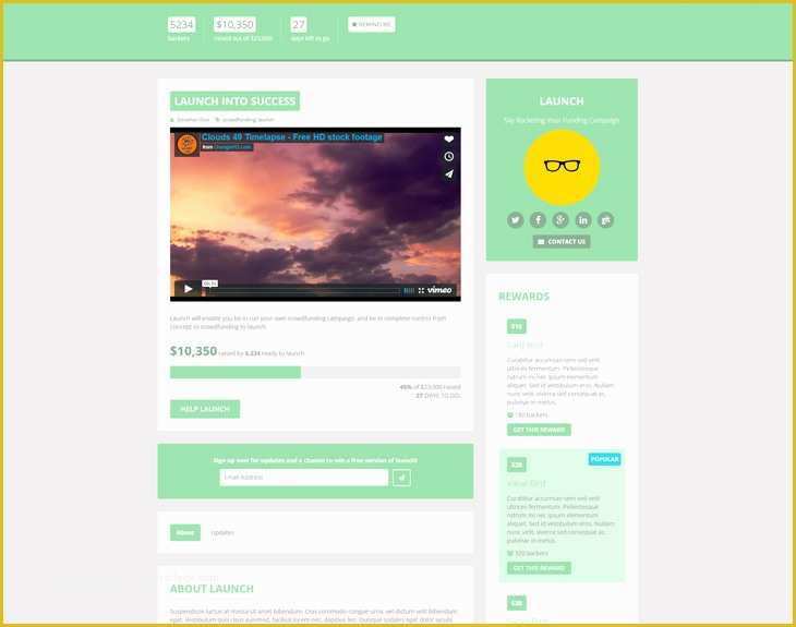 Crowdfunding Template Free Of Launch Free Responsive HTML5 Crowdfunding Template