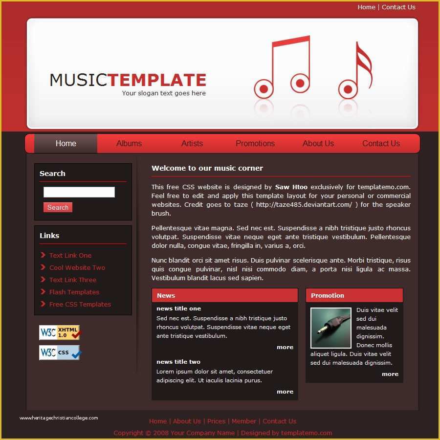 Css Templates for Music Website for Free Of Music Templates for Web Site