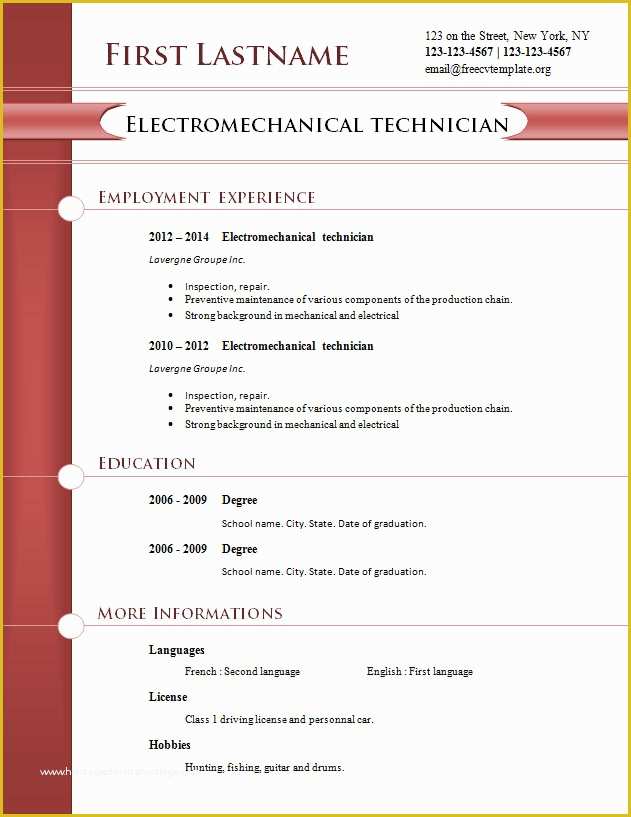 Curriculum Templates Free Of Free Cv Templates 254 to 260 – Free Cv Template Dot org