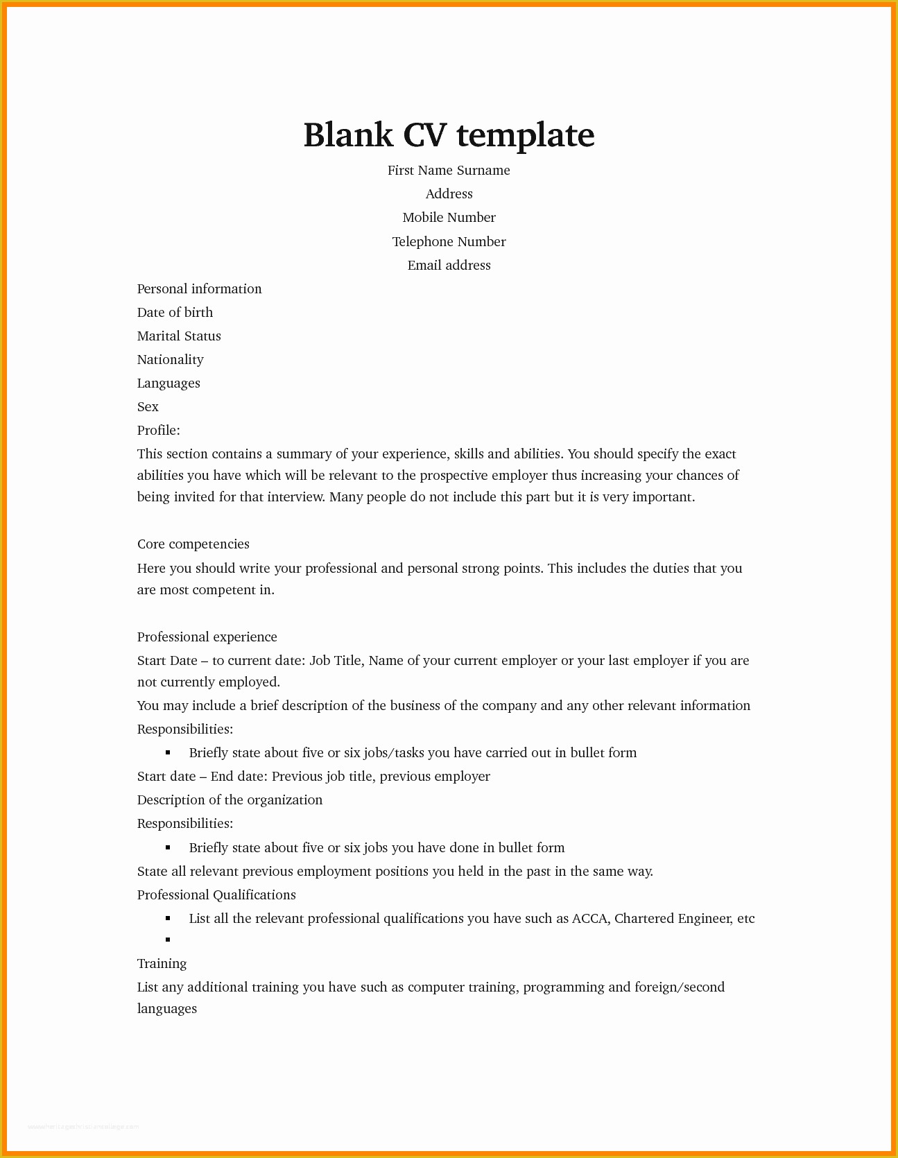 Curriculum Vitae Template Free Of 6 Curriculum Vitae Examples for Job