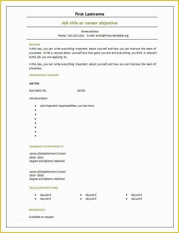 Curriculum Vitae Template Free Of 7 Free Blank Cv Resume Templates for – Free Cv
