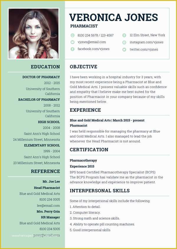 Curriculum Vitae Template Free Of 7 Pharmacist Curriculum Vitae Templates Free Word Pdf