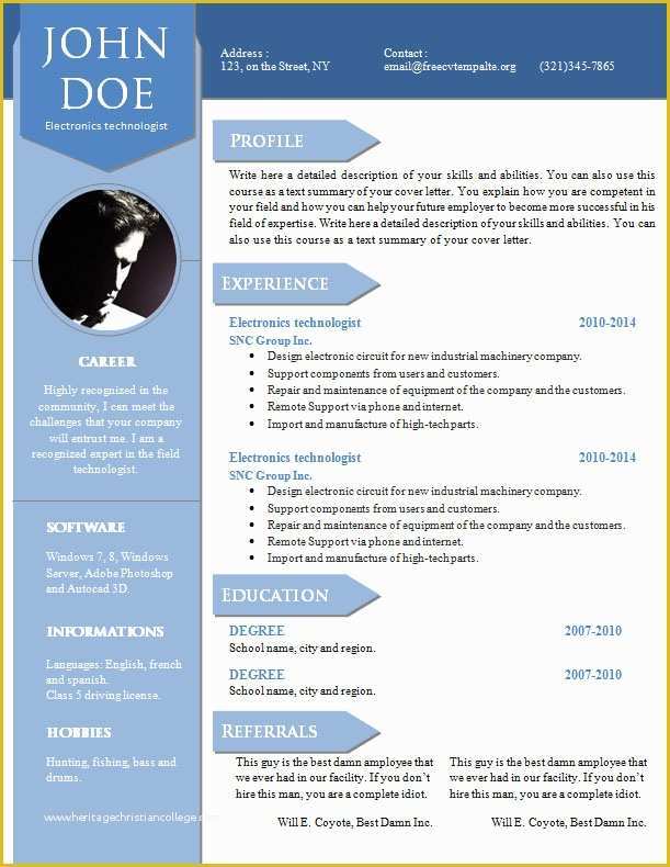 Curriculum Vitae Template Free Of Curriculum Vitae Resume Word Template 904 – 910 – Free Cv