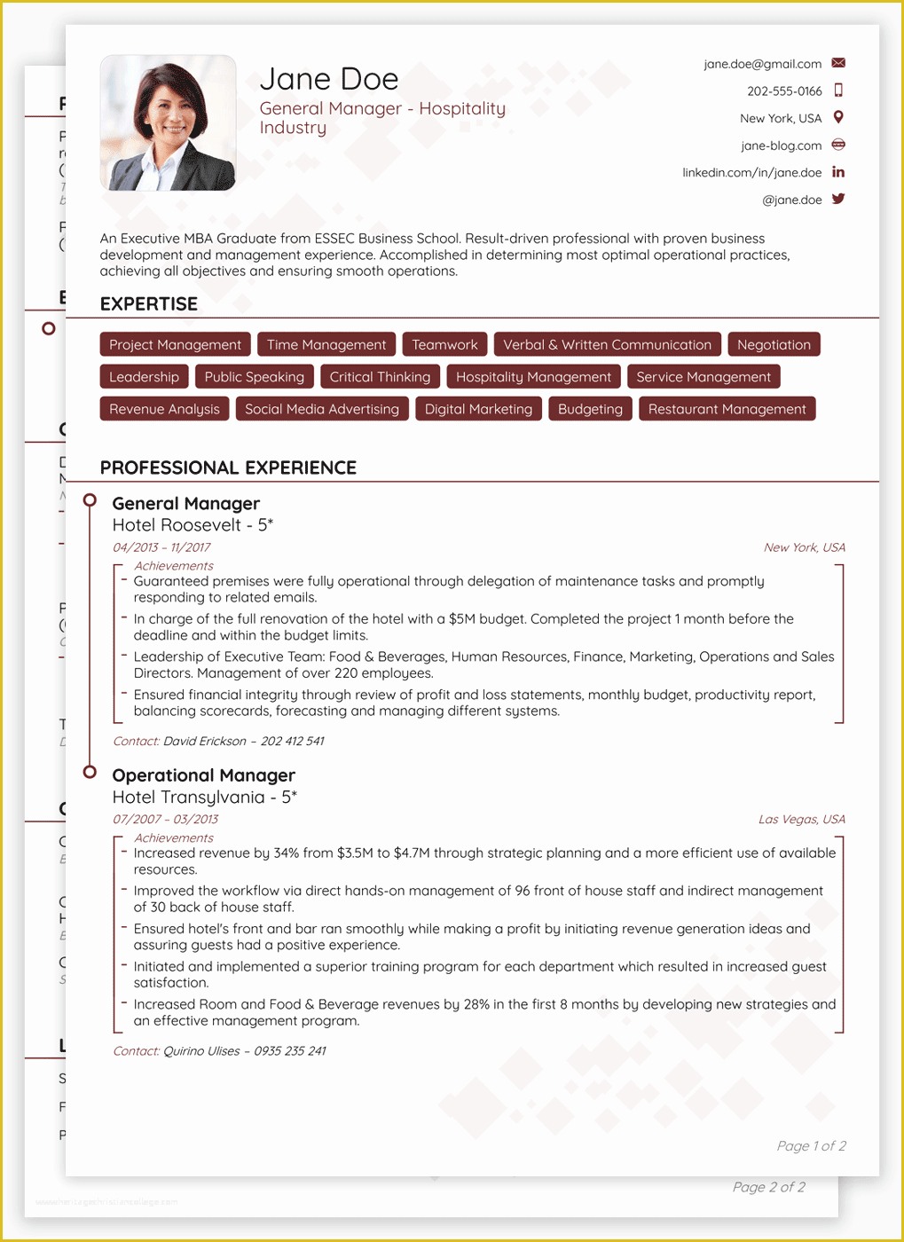 Curriculum Vitae Template Free Of Cv format