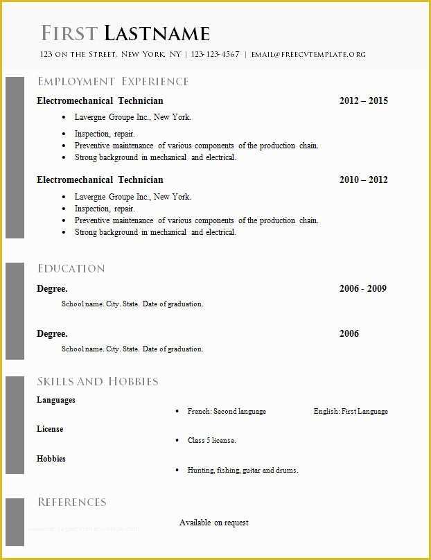 Curriculum Vitae Template Free Of Free Curriculum Vitae Templates Doc format 618 624