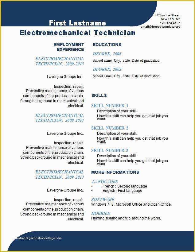 Curriculum Vitae Template Free Of Free Cv Template 107 to 113 – Free Cv Template Dot org