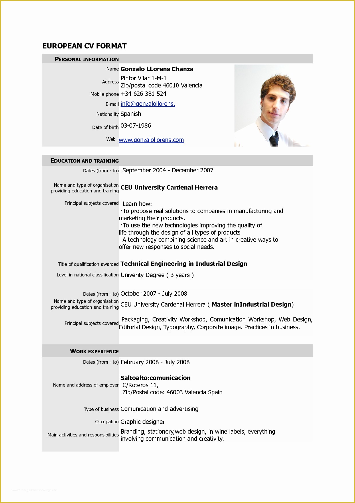 Curriculum Vitae Template Free Of Free Download Cv Europass Pdf Europass Home European Cv