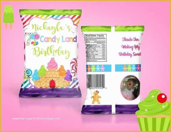 Custom Chip Bag Template Free Of Diy Pdf Printable Template Candy Land themed Treat Bag