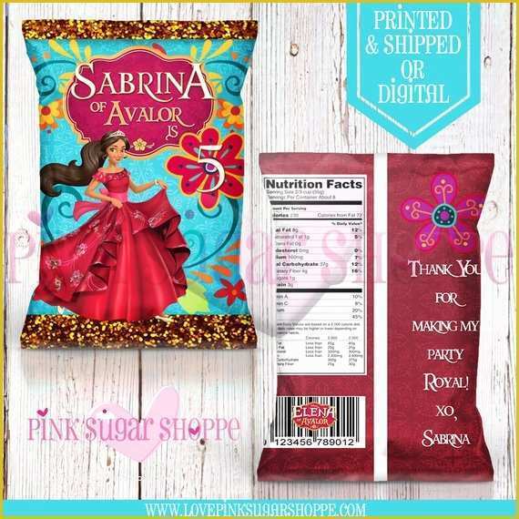 Custom Chip Bag Template Free Of Elena Of Avalor Favor Bags Custom Chip Bags Elena Of