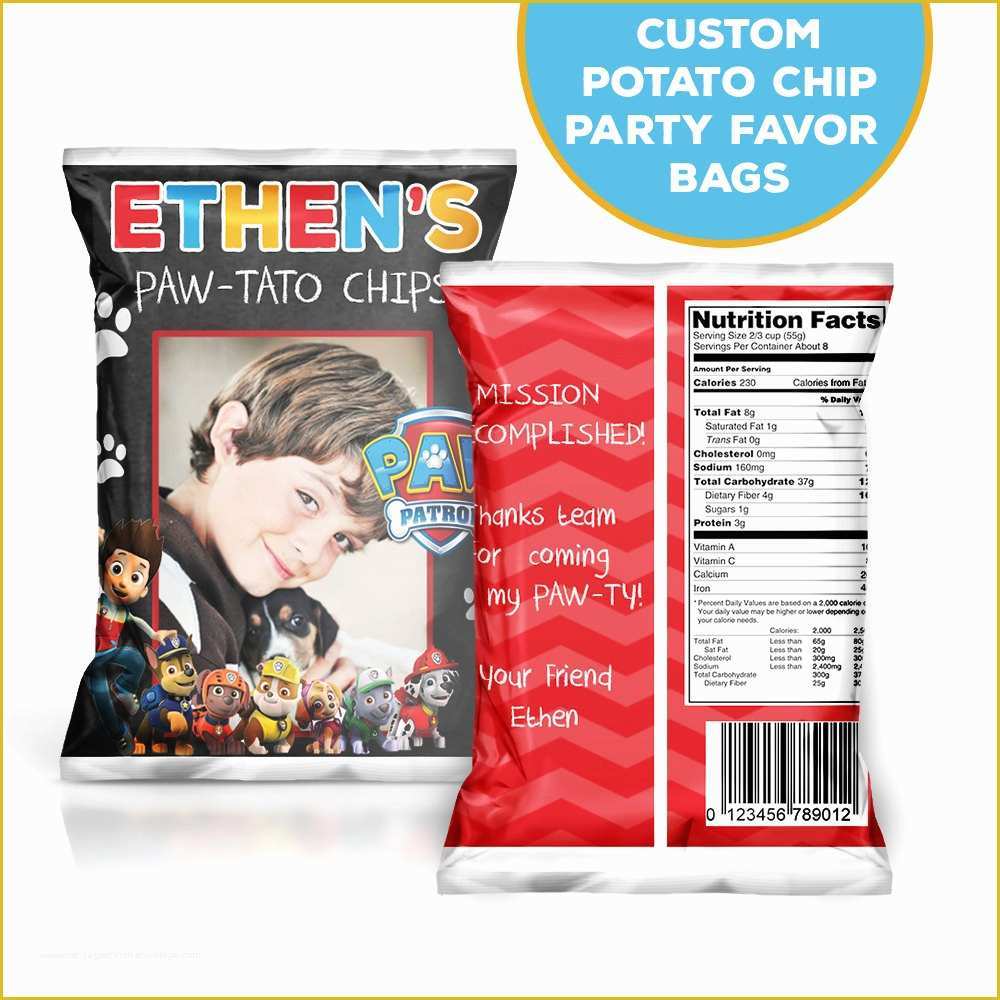 Custom Chip Bag Template Free Of Paw Patrol Favor Bags Custom Potato Chip Bags Paw by Pssprints