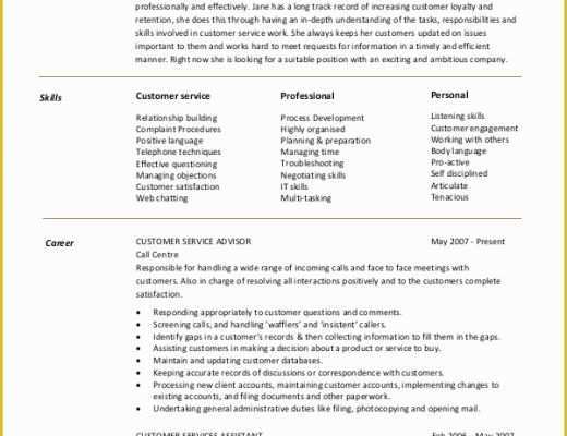 Customer Service Resume Template Free Of 11 Customer Service Resume Templates Pdf Doc