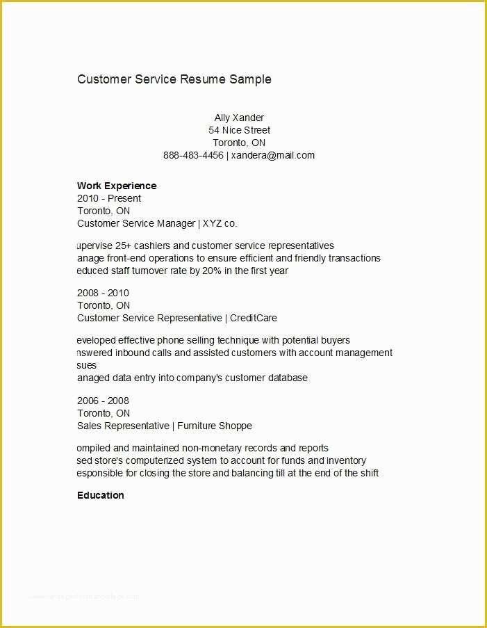 Customer Service Resume Template Free Of 30 Customer Service Resume Examples Template Lab