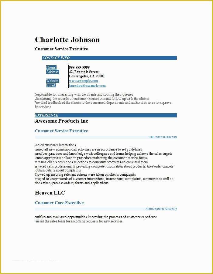 Customer Service Resume Template Free Of 31 Free Customer Service Resume Examples Free Template