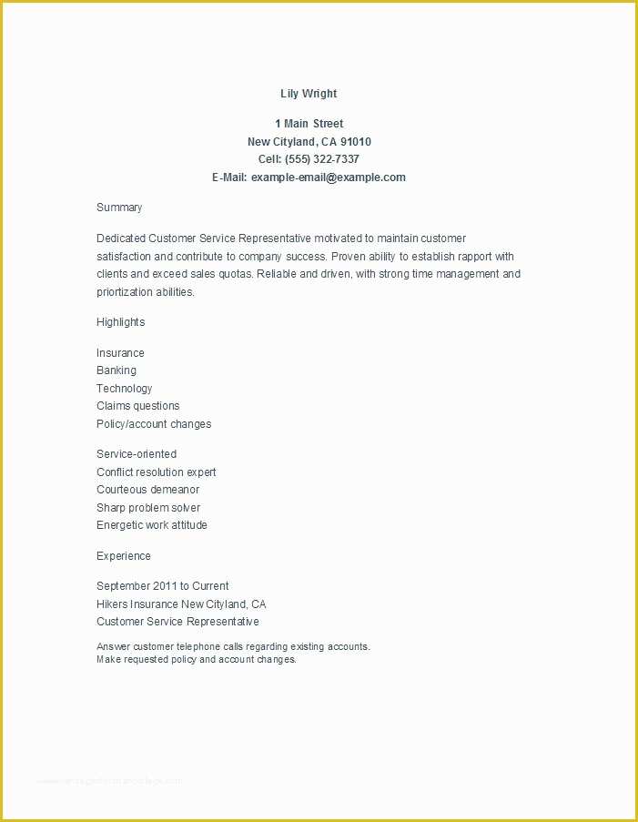 Customer Service Resume Template Free Of 31 Free Customer Service Resume Examples Free Template
