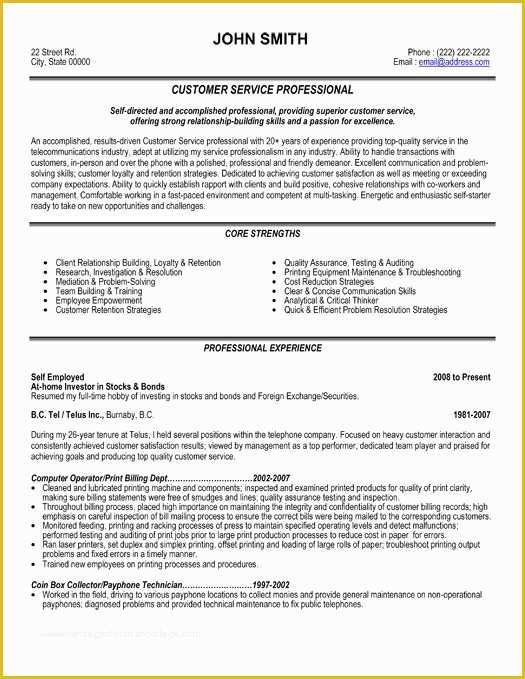Customer Service Resume Template Free Of 32 Best Best Customer Service Resume Templates & Samples